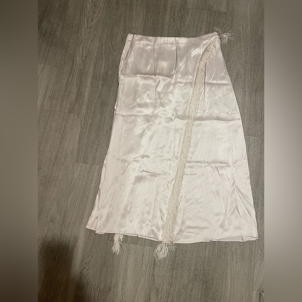 NWT VINCE Fringe Draped Asymmetric Skirt in Satin 2 - Picture 8 of 8